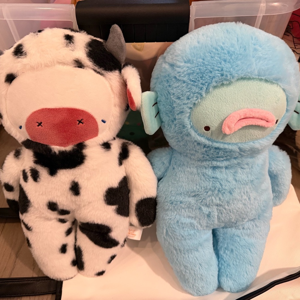 Little Lumps Cute Cow and Blue Plush Toy Set